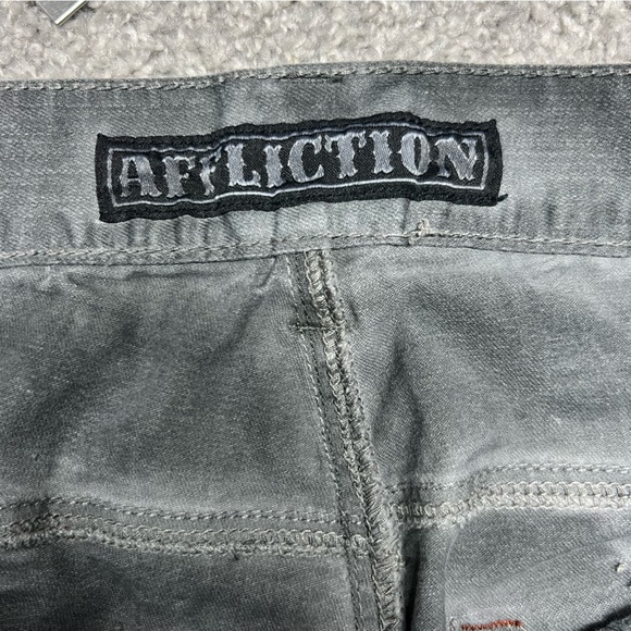 Affliction Jeans Men 33 Faded Black Gage Straight 36x33 Double Knee Denim - Picture 7 of 11